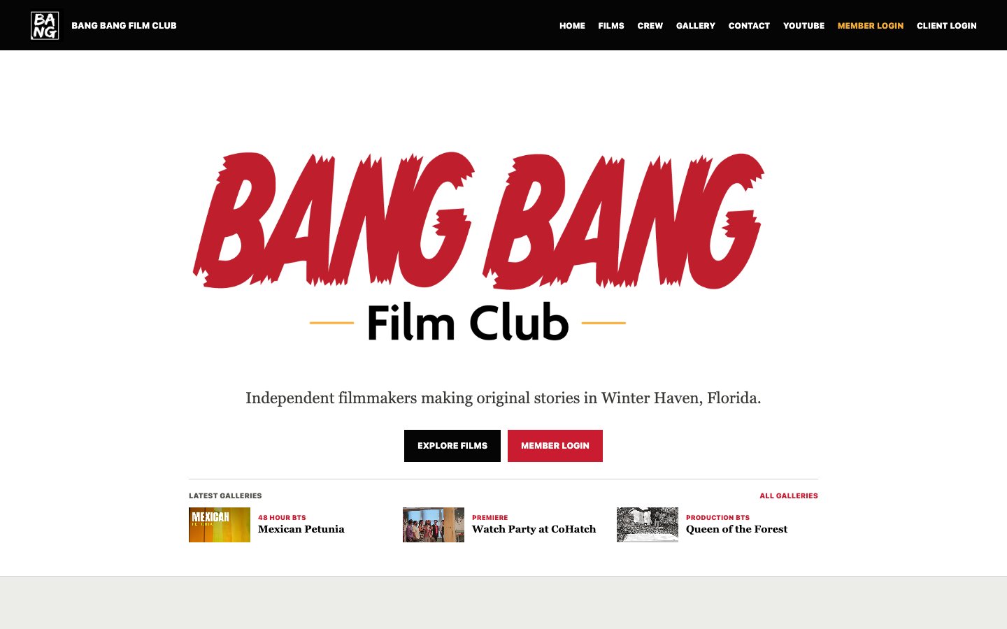 Bang Bang Film Club website homepage